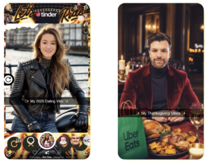 Snap's sponsored AI lenses (Tinder and Uber Eats)